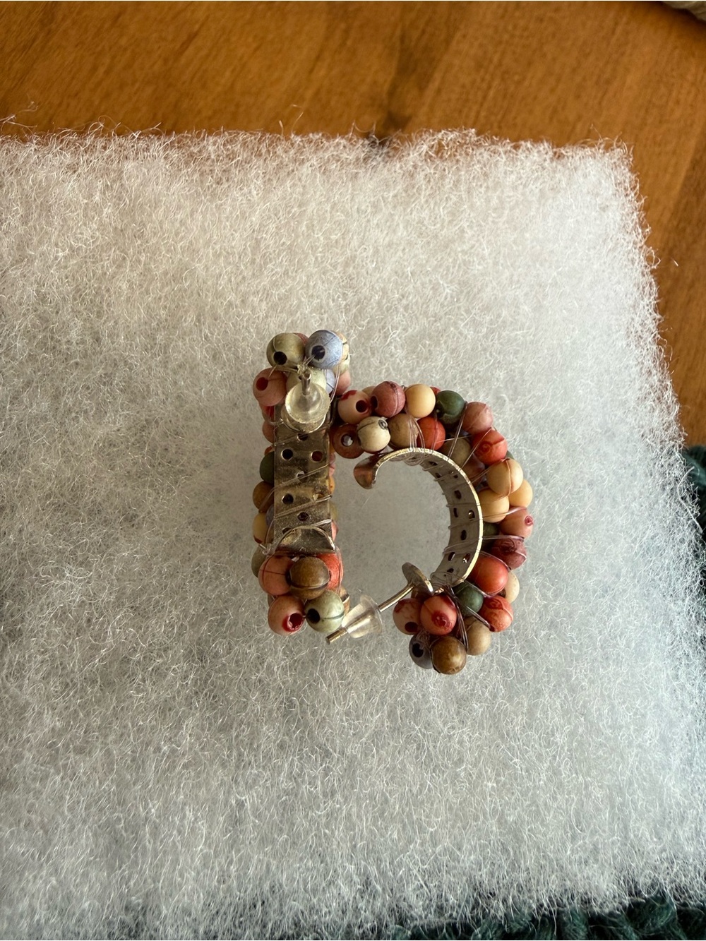 Beaded Hoop Earrings in Multicolor Pastel Tones - Women Jewelry - Picture 3 of 4